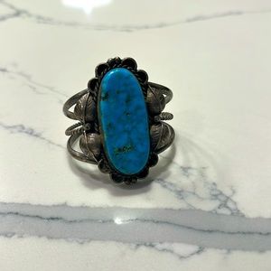 Large turquoise antique cuff